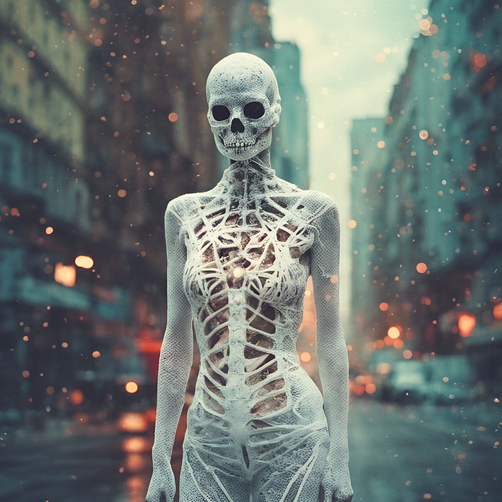 Ethereal Ghost in Human Shell on City Streets