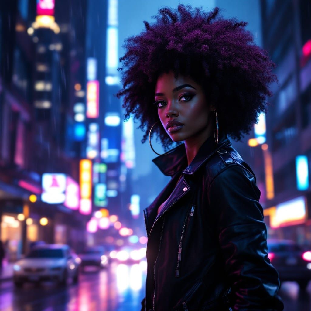 Cyberpunk Princess Tiana in Night City