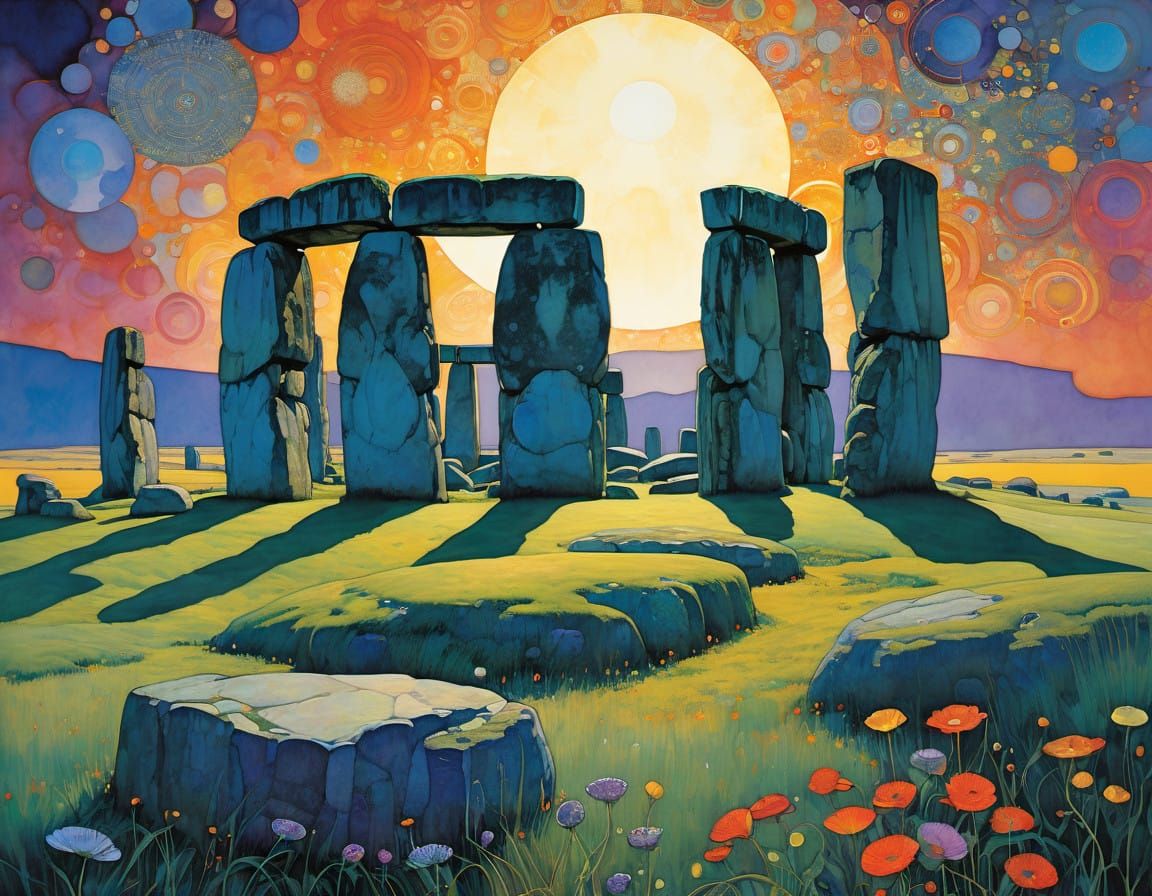 Stonehenge in Impressionist Watercolour and Ink