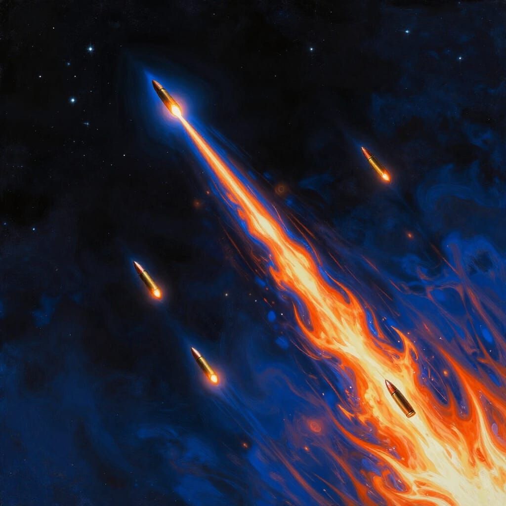 Luminous Bullets Streak Through Starry Night Sky