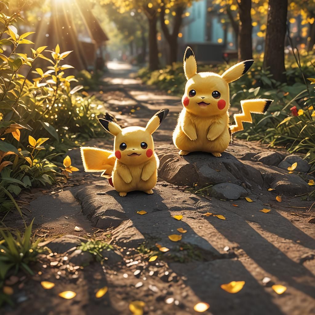 Happy Pikachu in Sunbeams: Trending Art