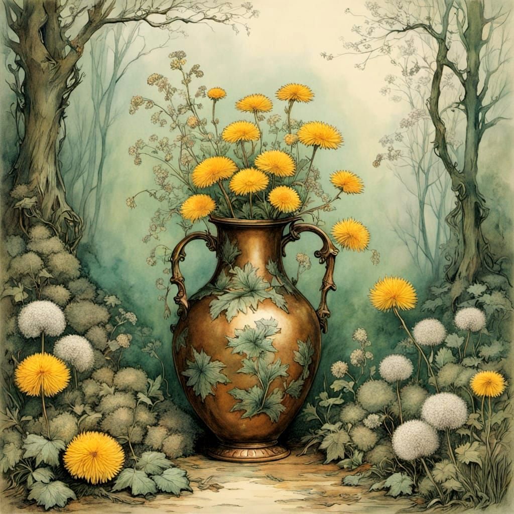 Whimsical Spring Scene in Copper Tone