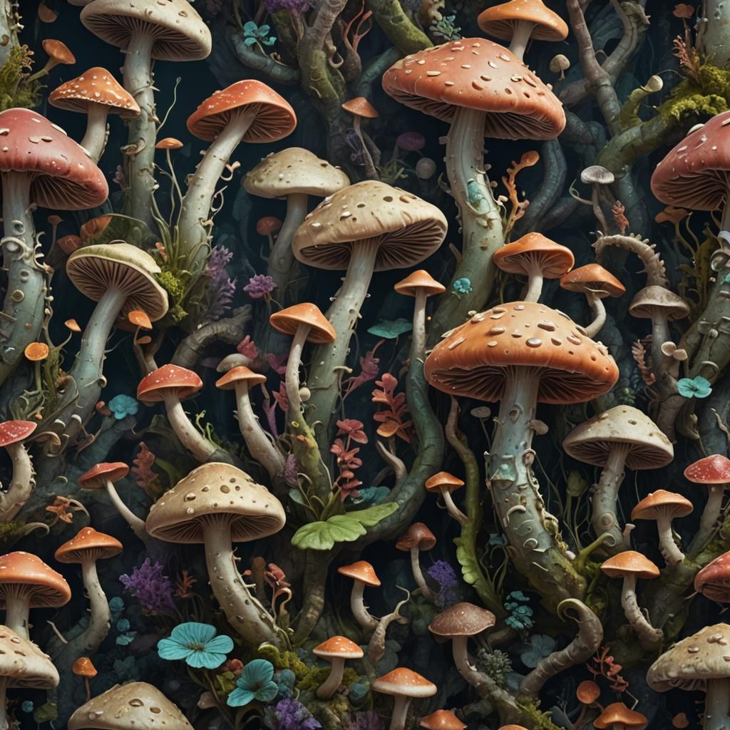 Ethereal Mushroom Mold-Worms in Spacial Duality