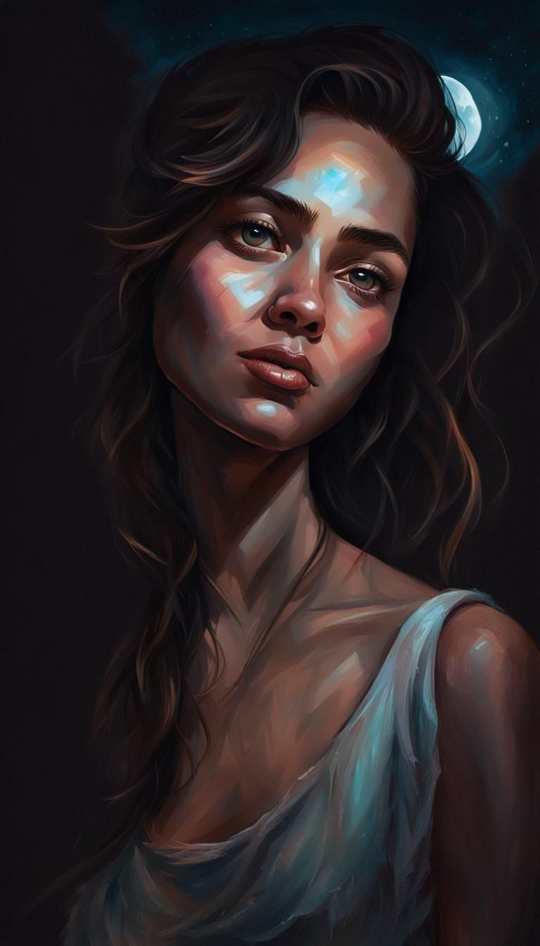 Chiaroscuro Portrait Illuminated by Moonlight