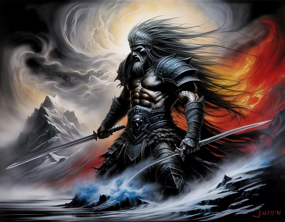 Jotun in Niflheim: High Contrast Oil Gouache