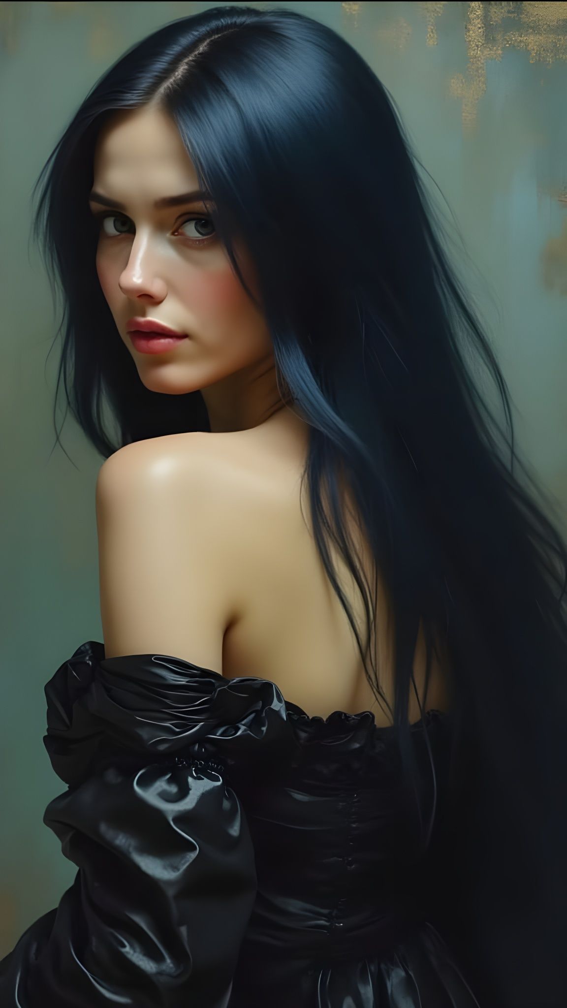 Tonalist Study of a Russian Woman in Metallic Dress