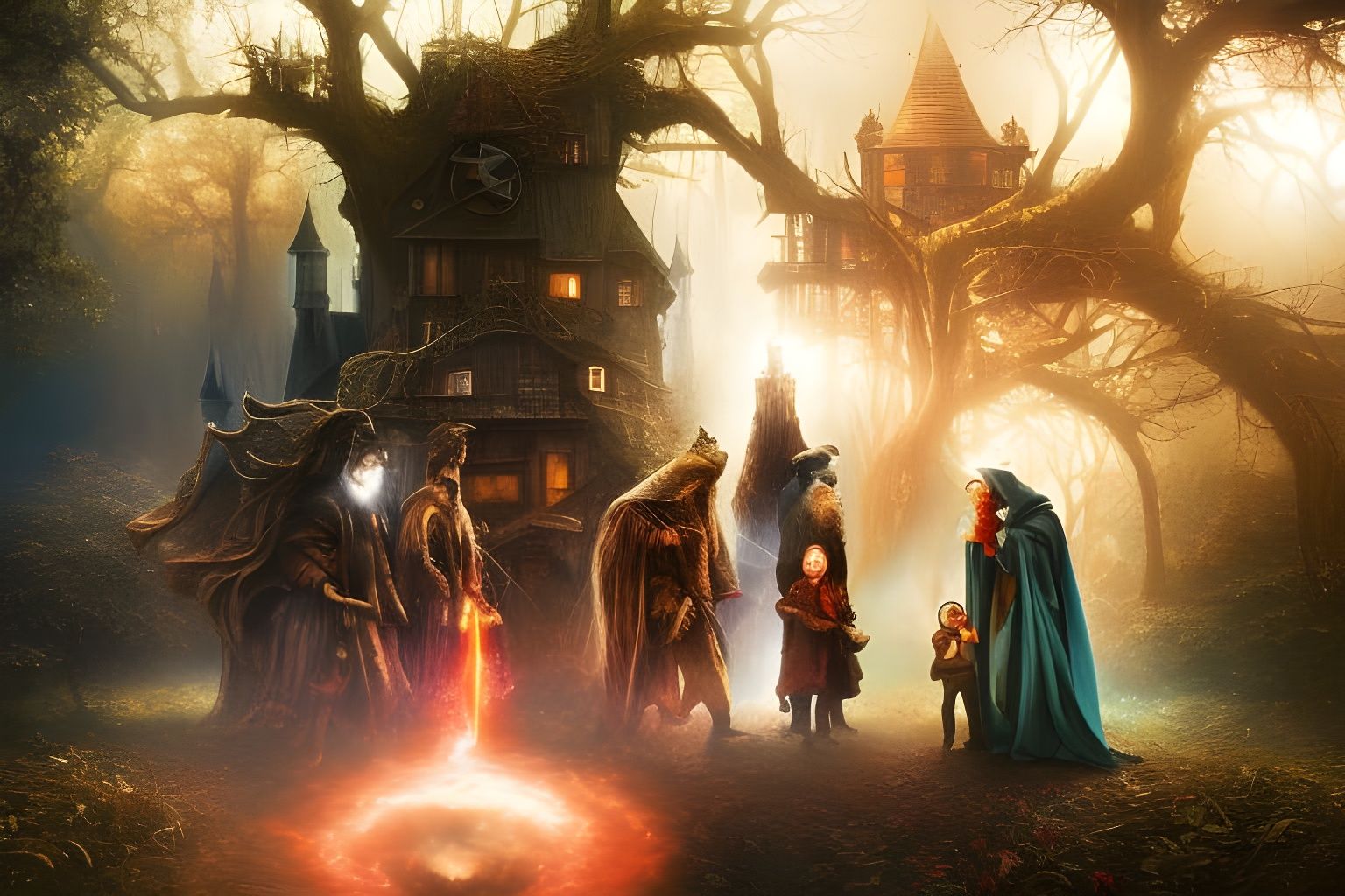 Surreal Nuclear Family: Digital Illustration in Horror Style