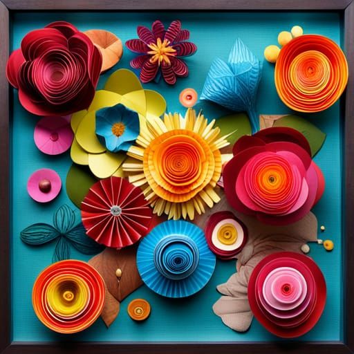 Paper Flowers in Shadowbox: Retrofuturist Collage