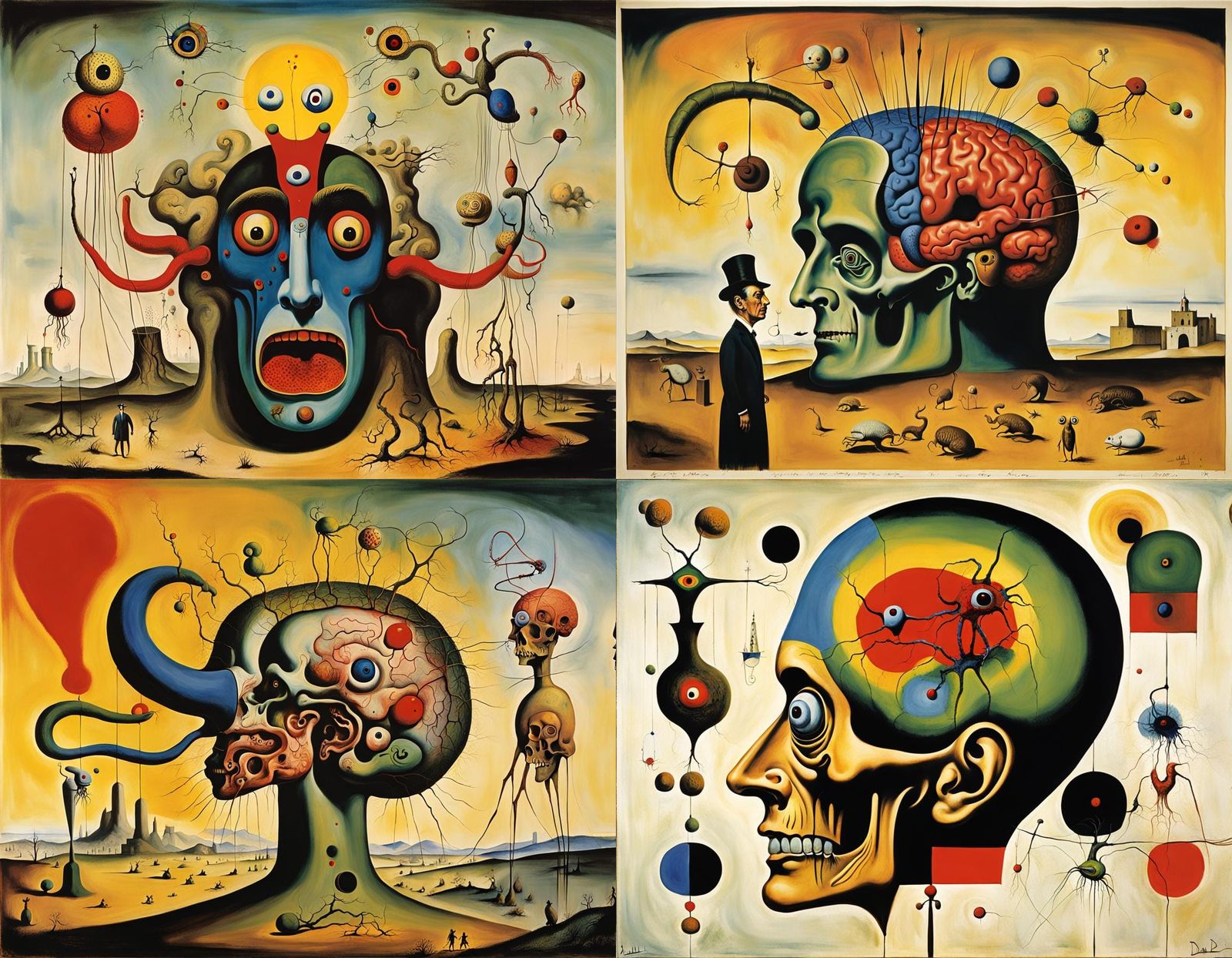 Surreal Brain Creature in Style of Dali and Miro