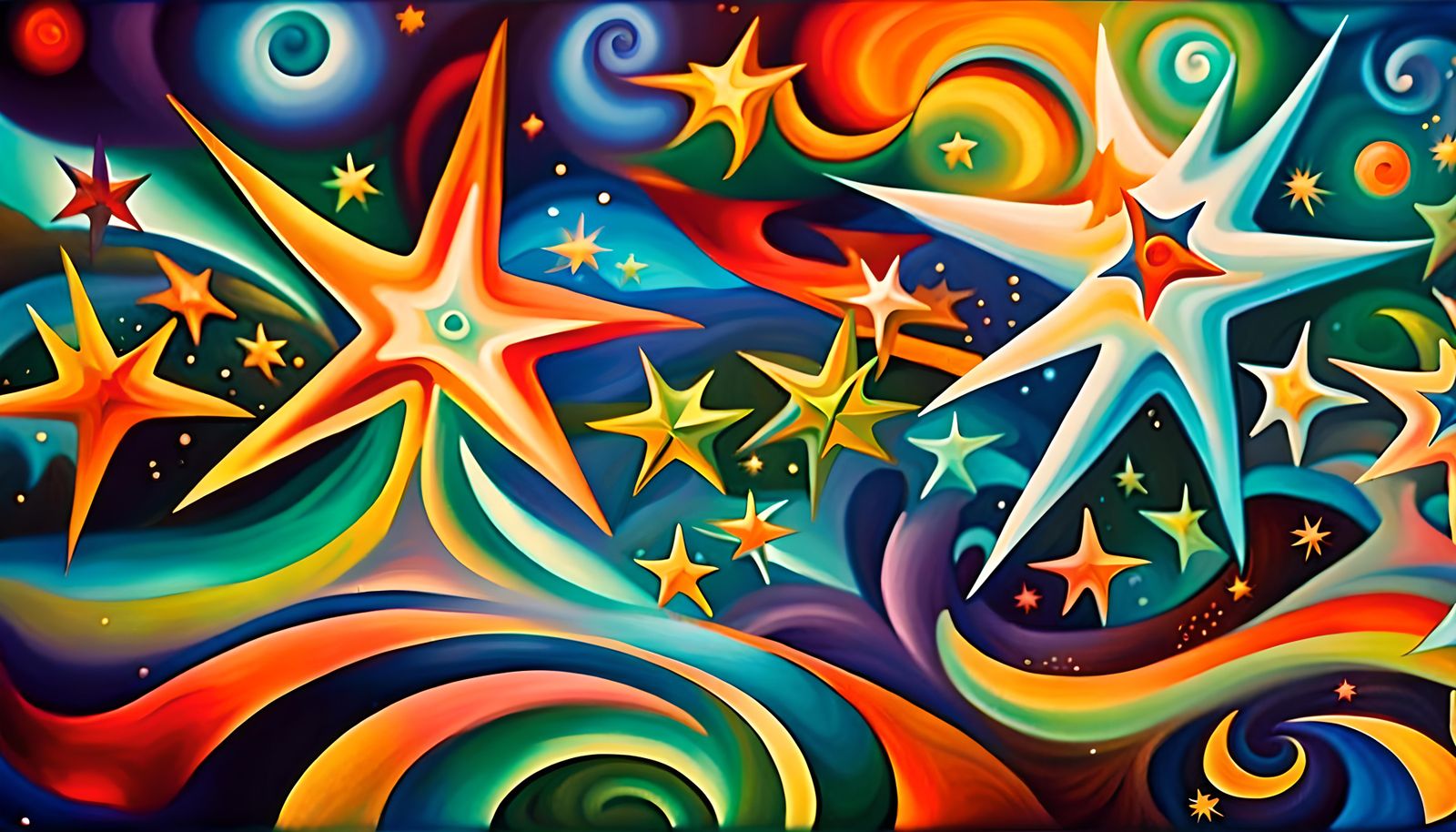 Iridescent Stars in Electro Magnetic Plasma Maelstrom