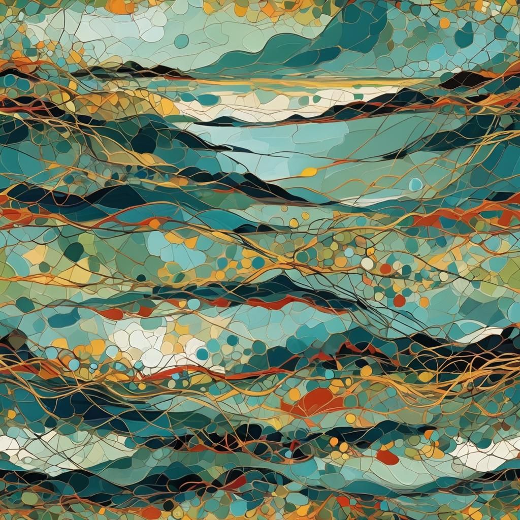 Tangled Horizon: Abstract Art in Complementary Colors