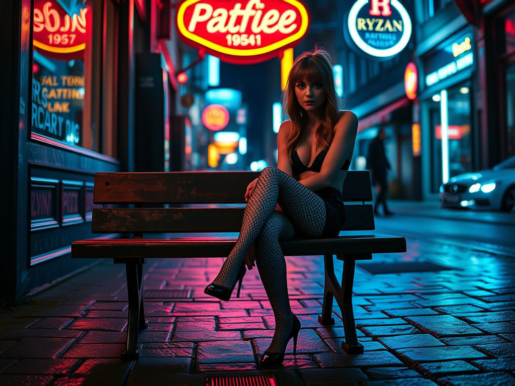 Red Light District, Skarlett, Pantyhose, Bench