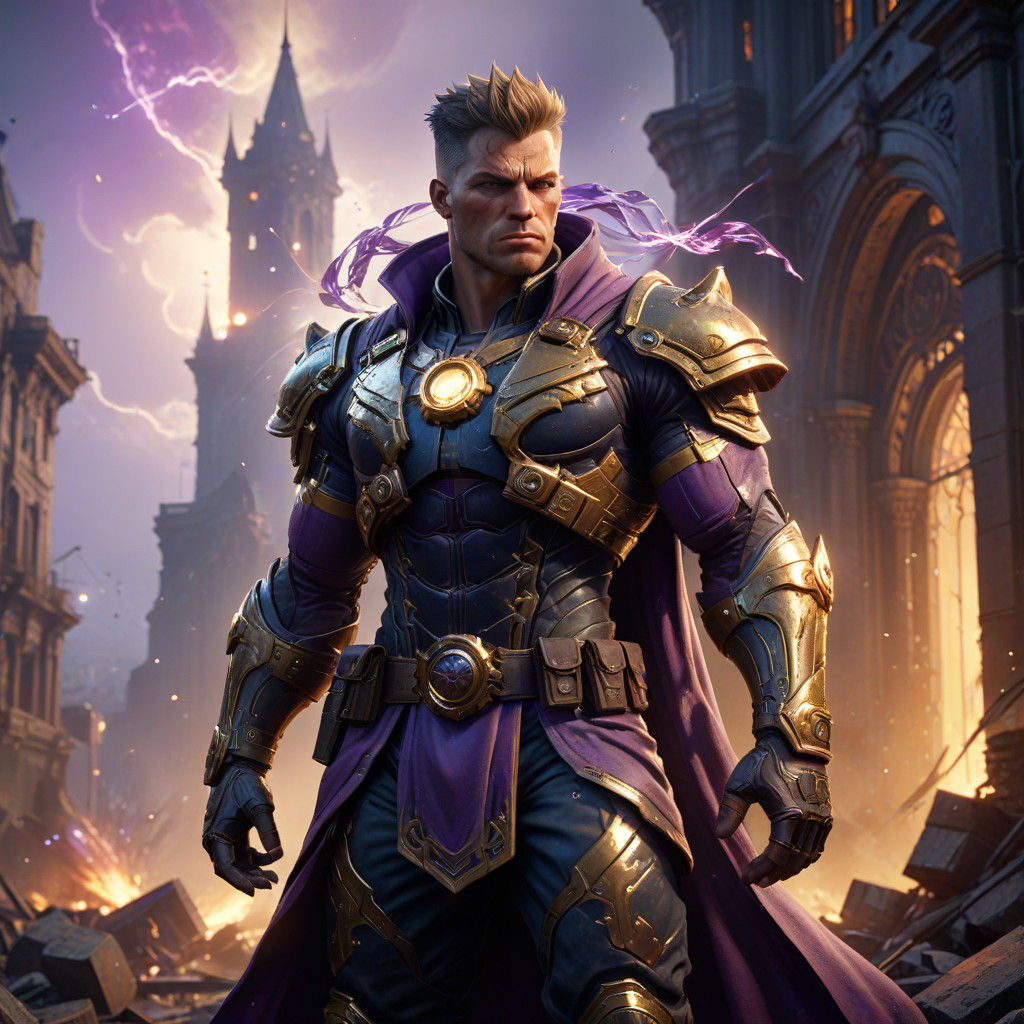 Epic Dark Fantasy Warrior Dominates Ruined Cityscape