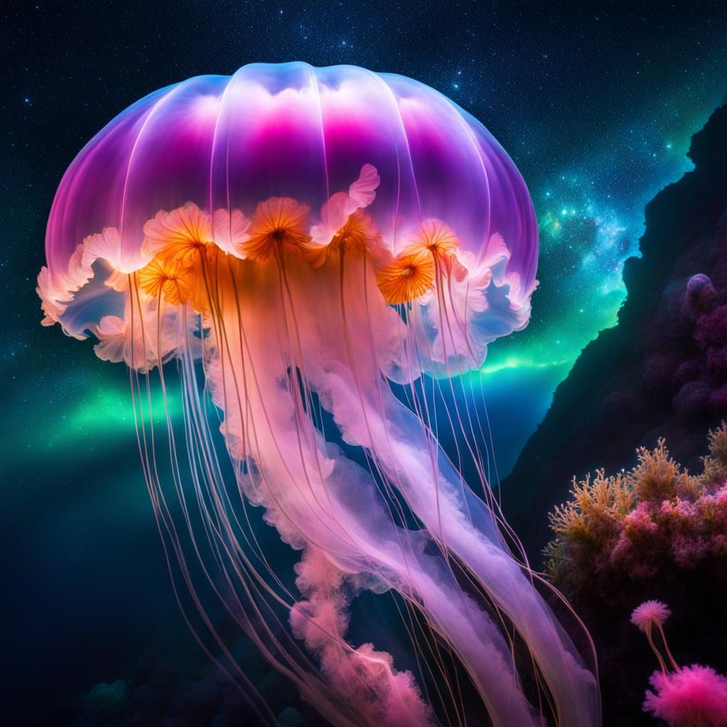 Glowing Nebula Flower Cove Inside Jellyfish