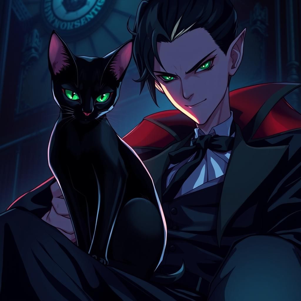 Cat and Vampire in Studio Trigger Anime Style