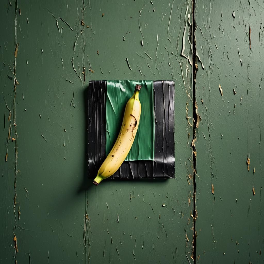 Sleek Black Rectangle on Banana Peel: Hyper-Realistic Photo