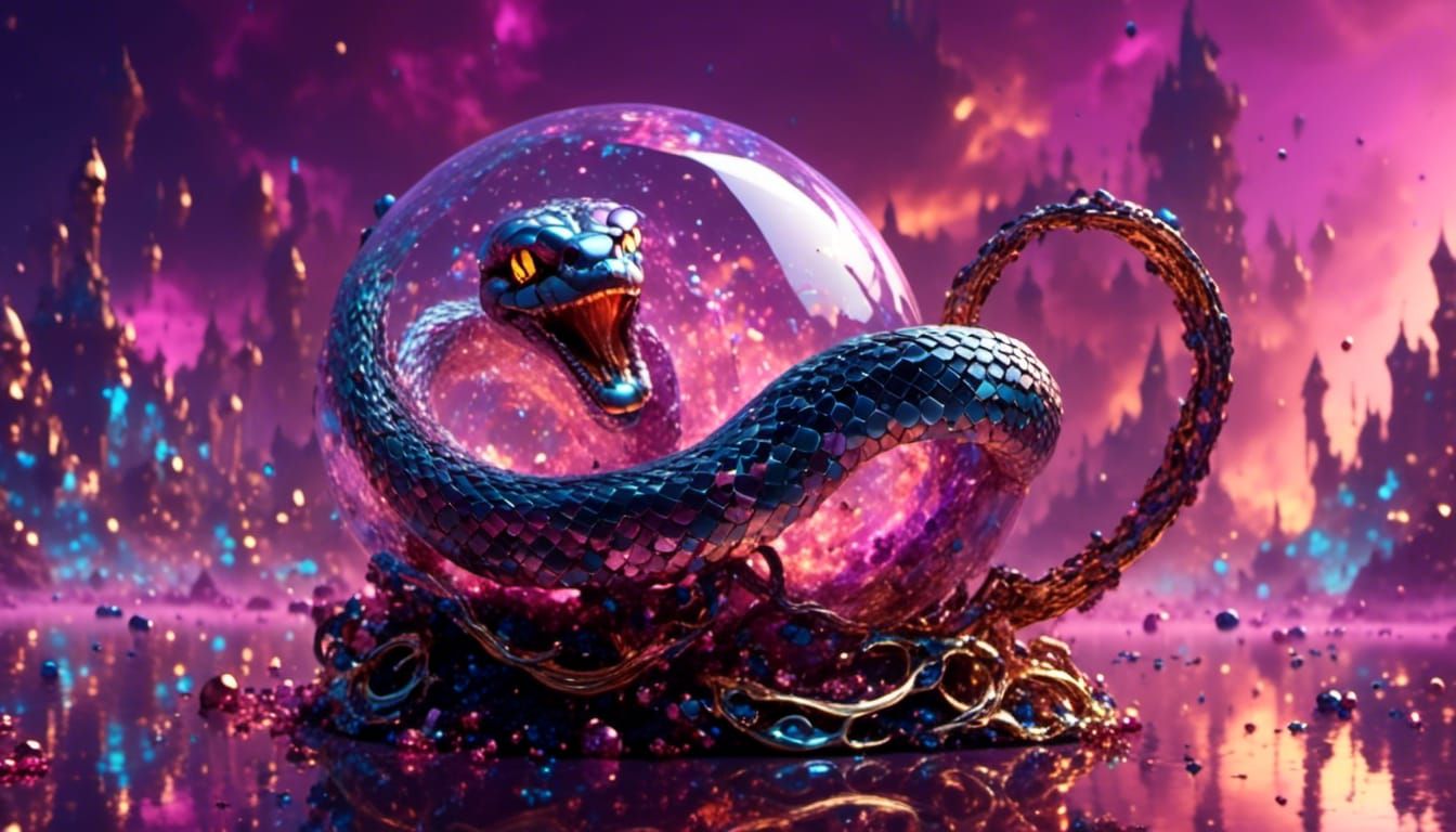 Diamond Snake Controls Earth in Crystal Globe
