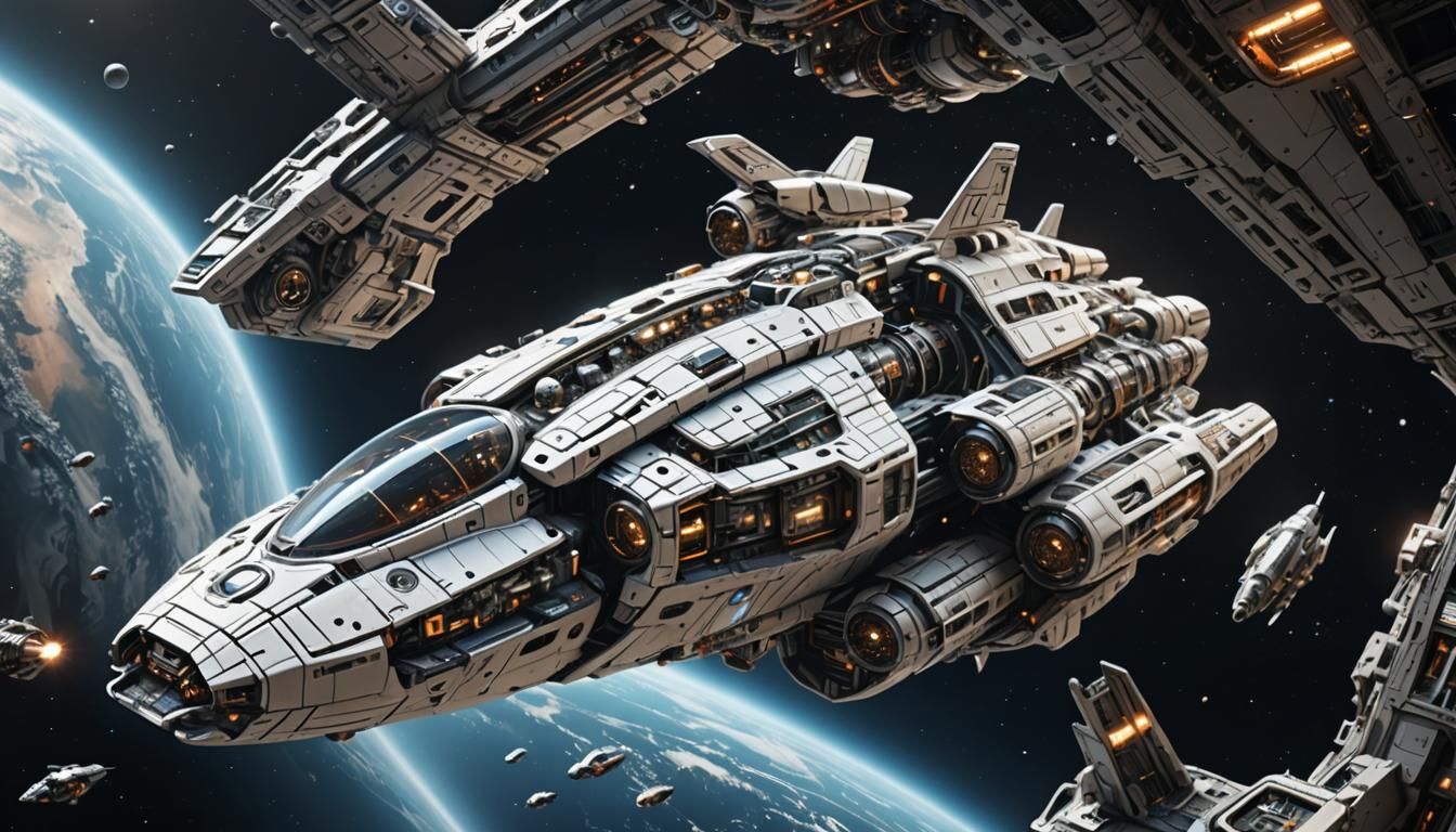 Biomorphic Spaceship: Sleek Futuristic Design in Space