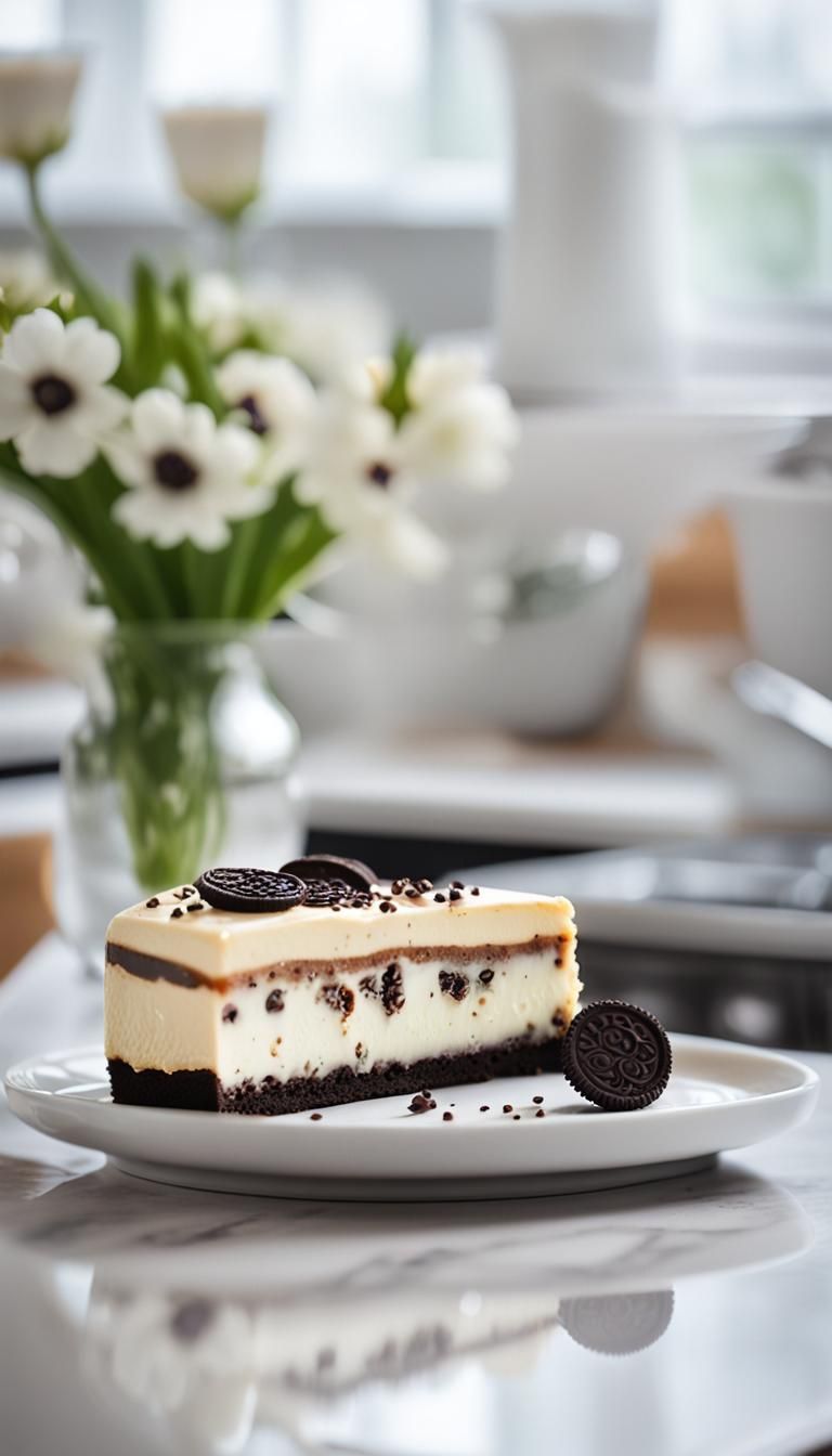 Coffee Latte Art and Oreo Cheesecake, Spring Theme