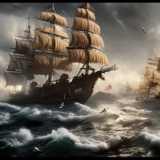Epic Pirate Ship Battle at Sea