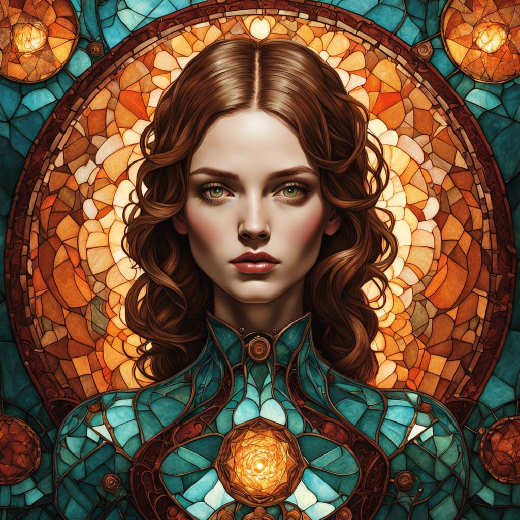 Metamorphic Portrait in Art Deco Mosaic Style