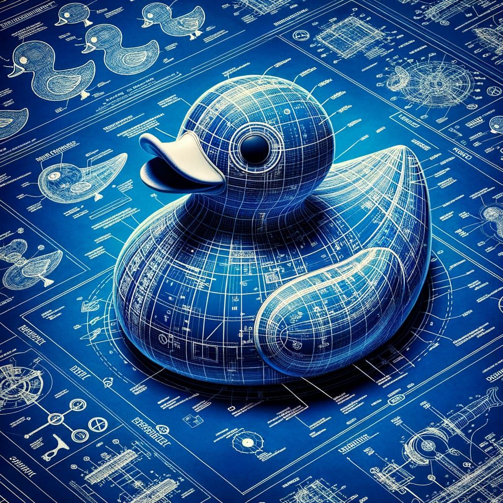 Detailed Blueprint of a Rubber Duck