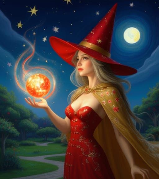 Enchantress Creates Glowing Sphere on Veranda