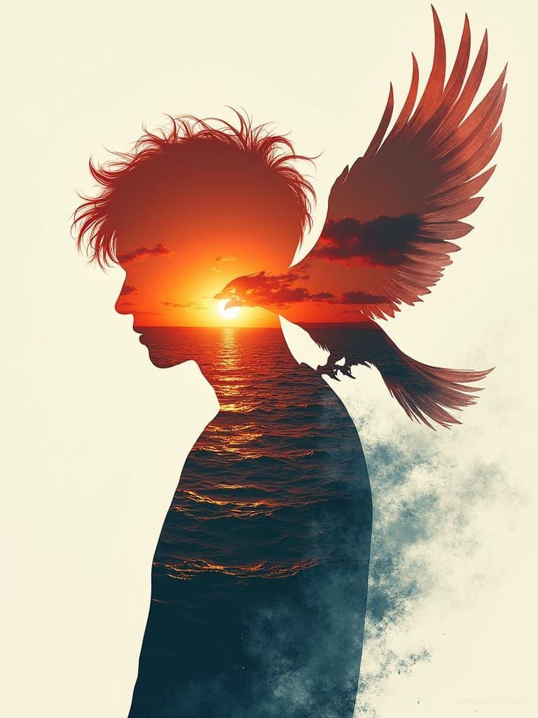 Double Exposure Masterpiece in Vibrant Colors