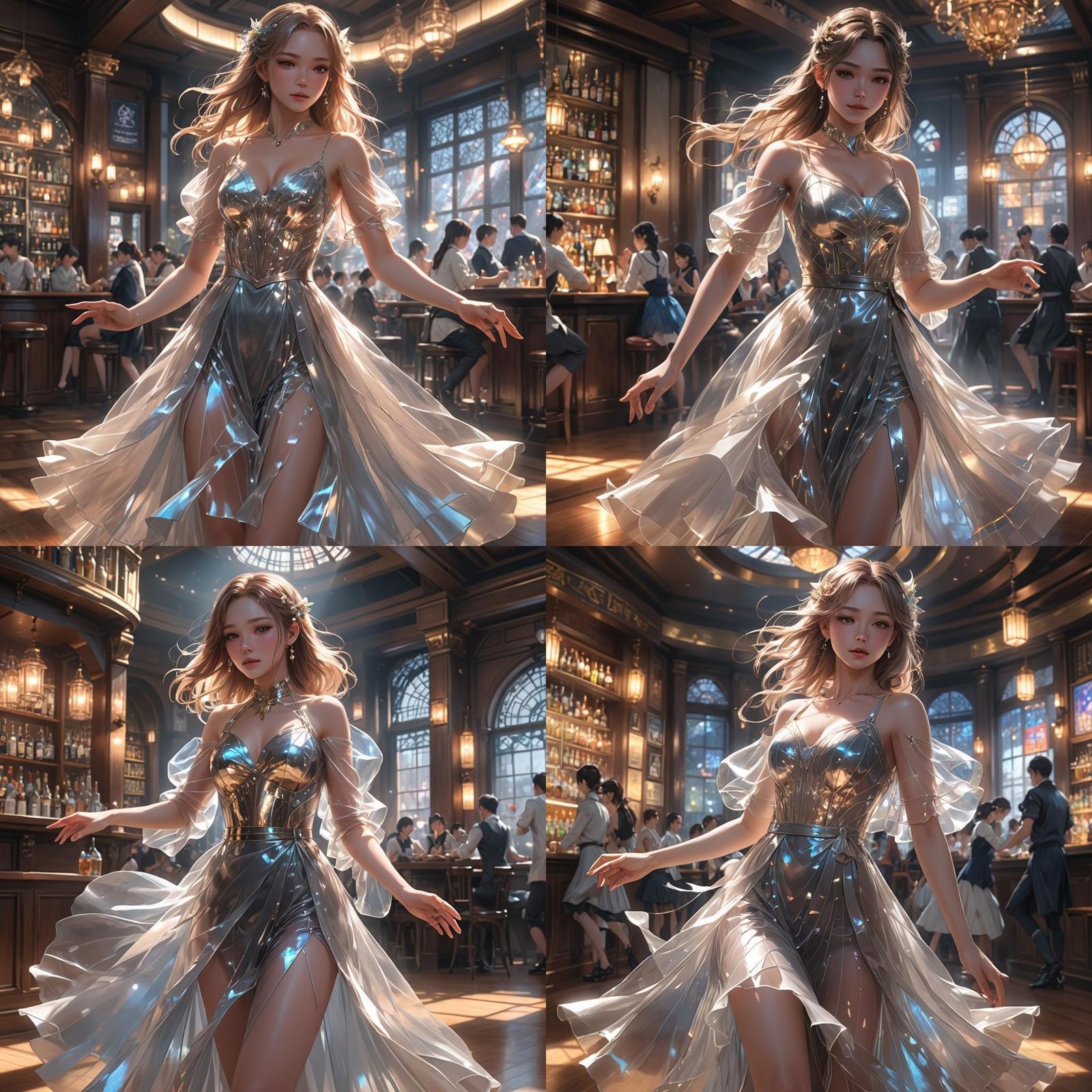 Beautiful Woman Dancing in Anime Style