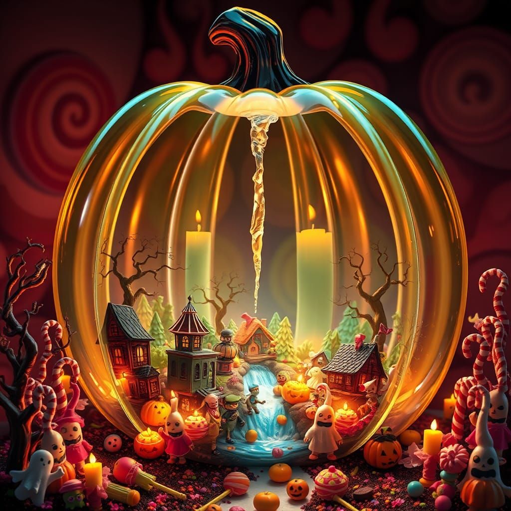 Ethereal Glass Pumpkin with Halloween Parade