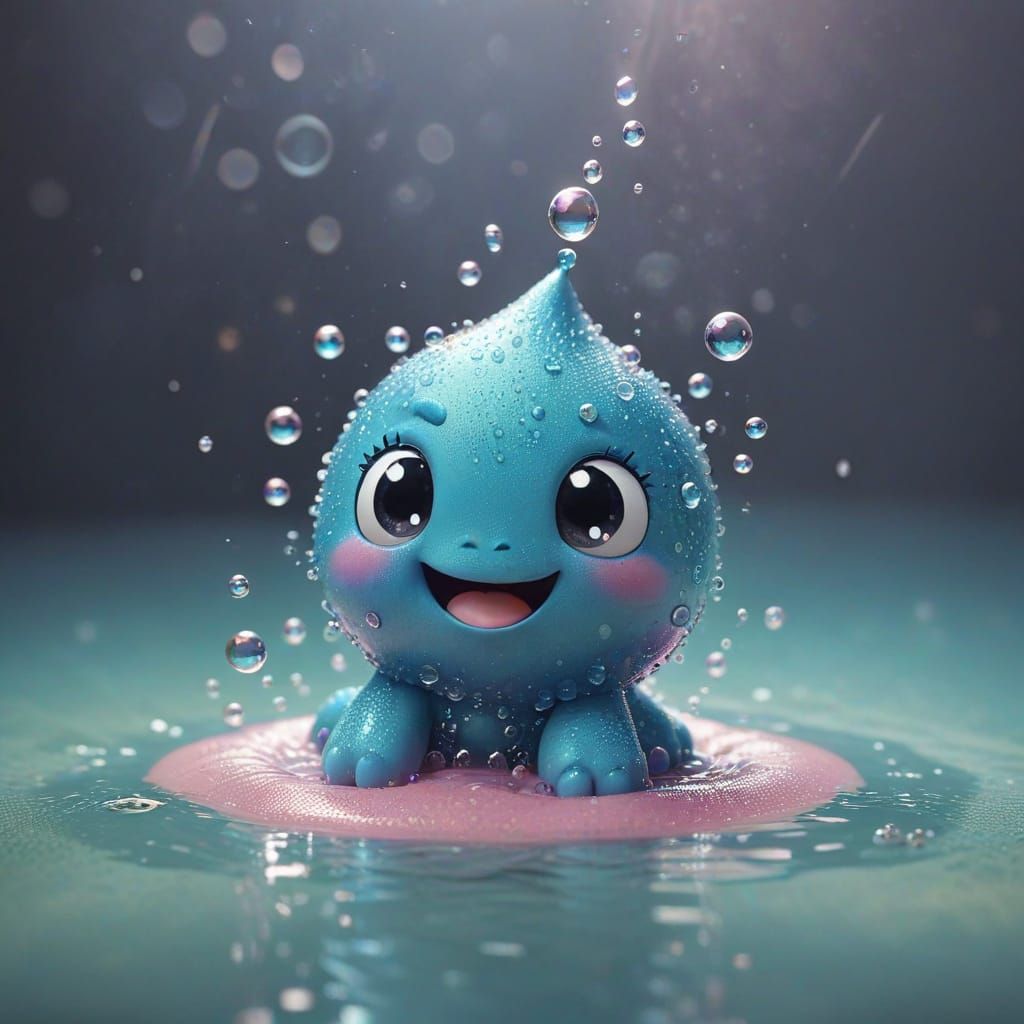 Adorable Microbe Enjoys Bubble Bath in Water Droplet