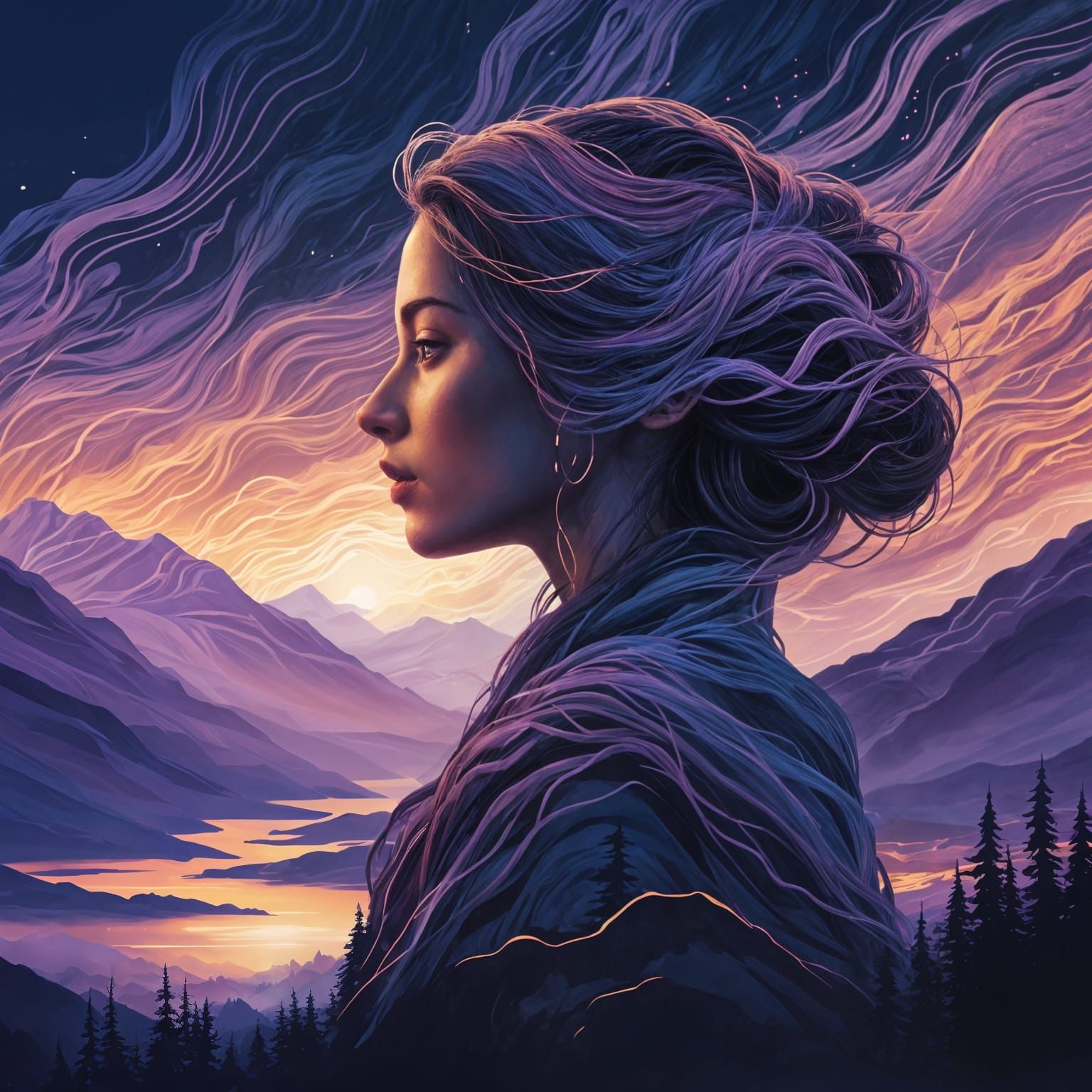 Striking Double Exposure Portrait Inspired by Alena Aenami