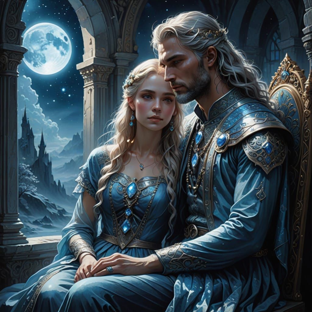 Silver King and Blonde in Underground Realm: Fantasy Art