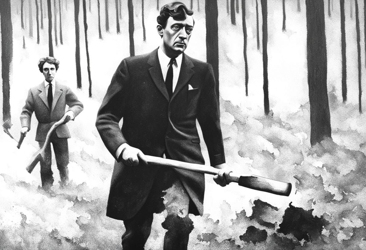 Surreal Forest Scene with Space Explorer