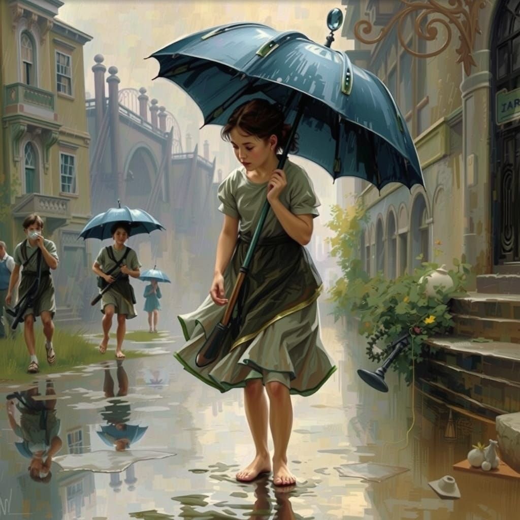 Mystical Being in Dreamlike Neon Sci-Fi Landscape