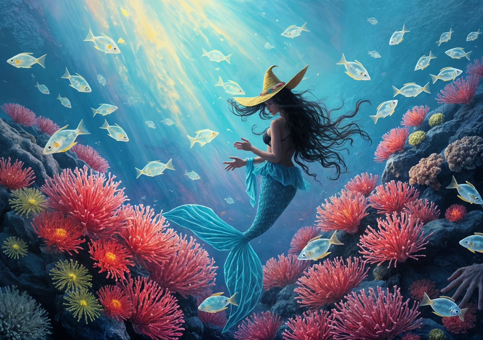 Haunted Coral Reef with Witch Mermaid