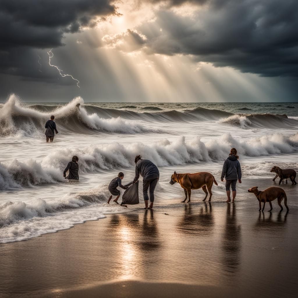 Stormy Beach Washes Debris Ashore