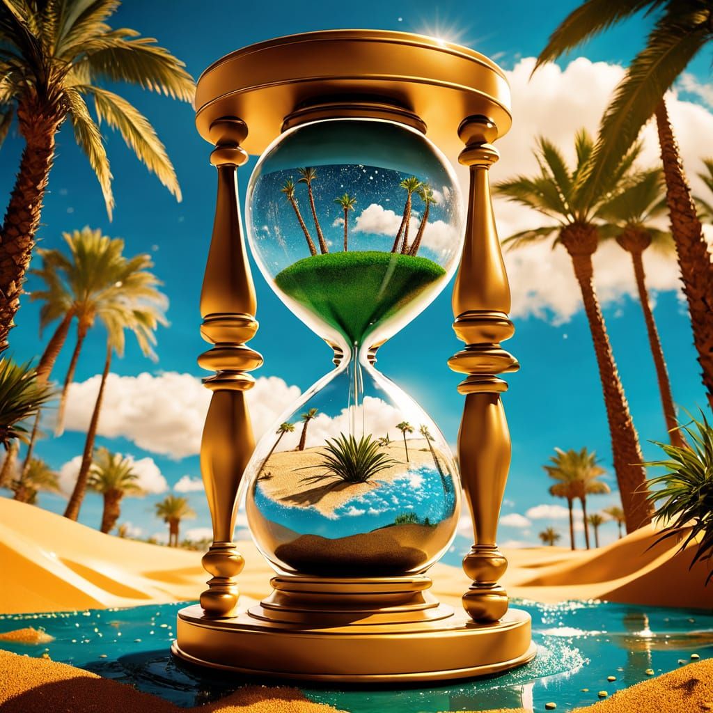 Sahara Desert Scene with Majestic Hourglass