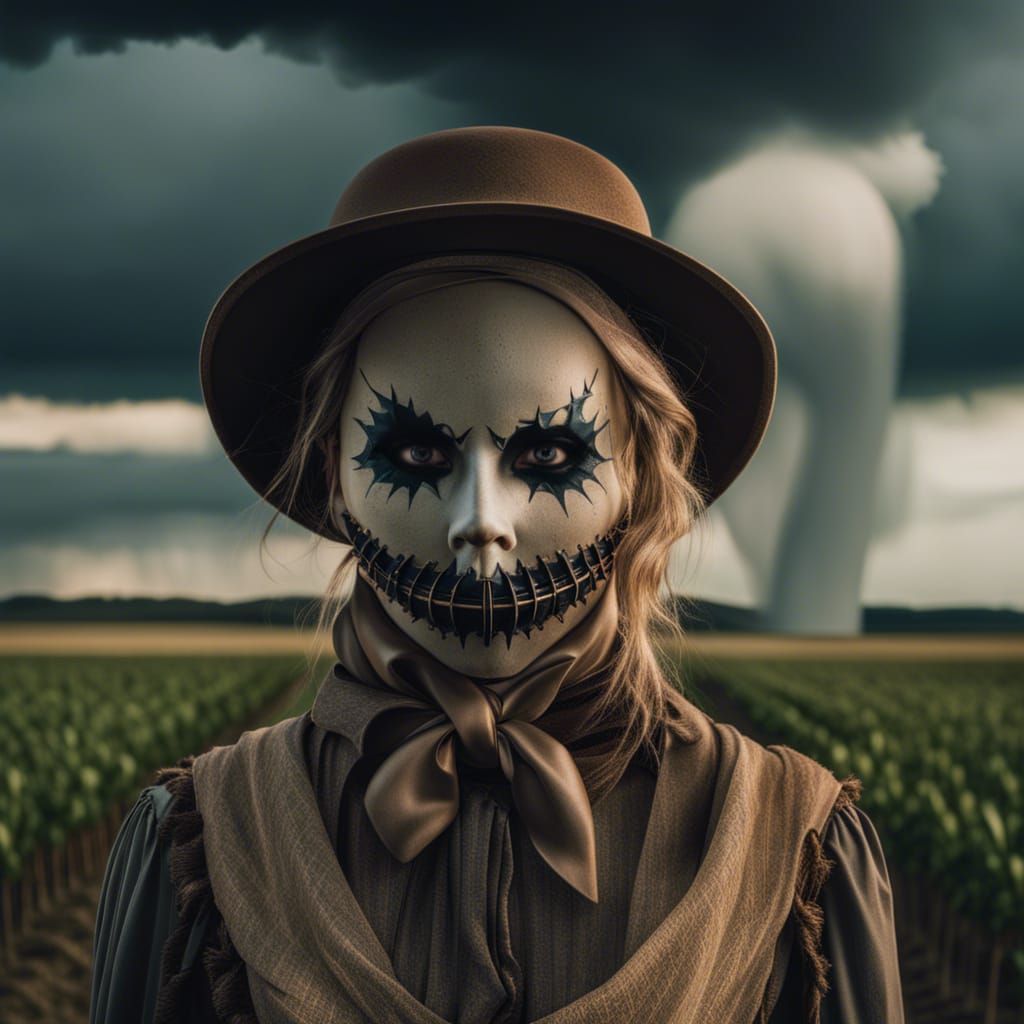 Eerie Portrait of a Female Scarecrow