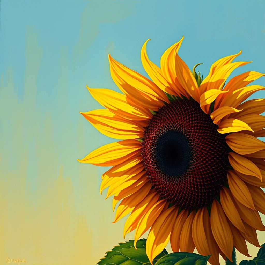 Sunflower in Neo-Impressionist Impasto Style
