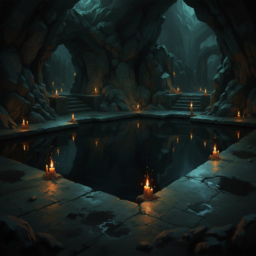 Mysterious Underground Pool in Dark Rock