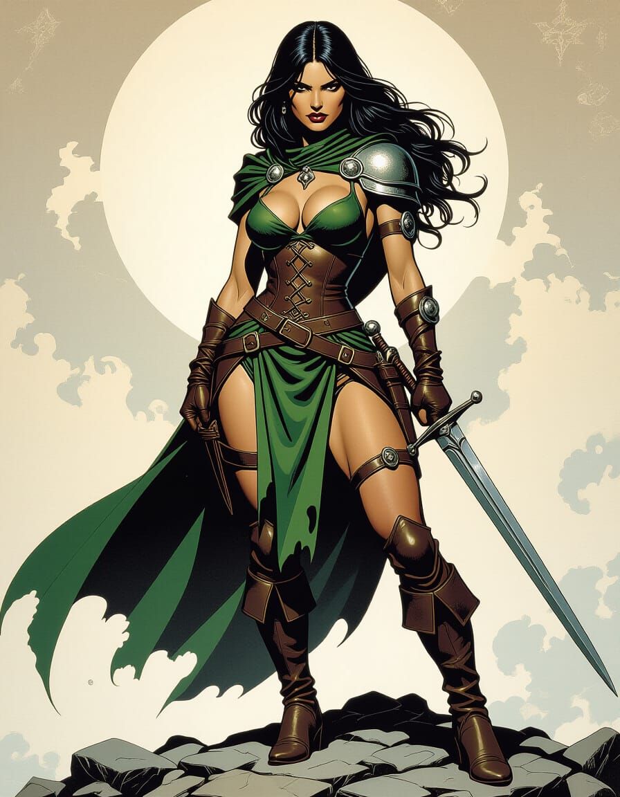 Rogue Woman in Frank Frazetta Comic Art Style