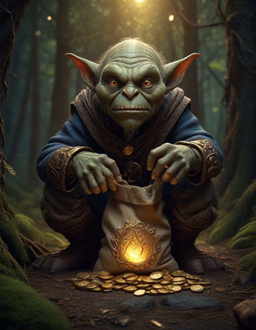 Warcraft Goblin Hoards Gold by Campfire