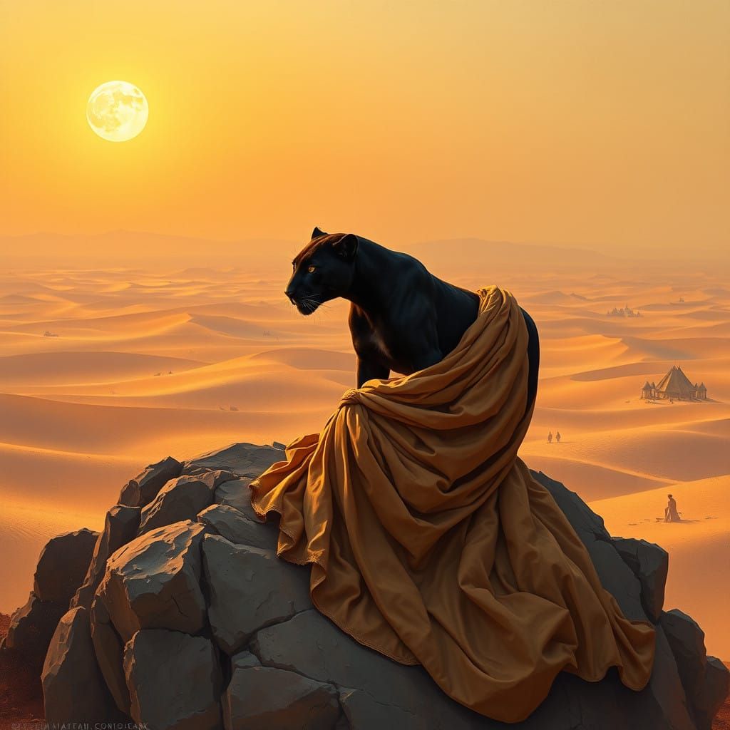 A Regal Lady Surveys Her Kingdom with Majestic Black Panther