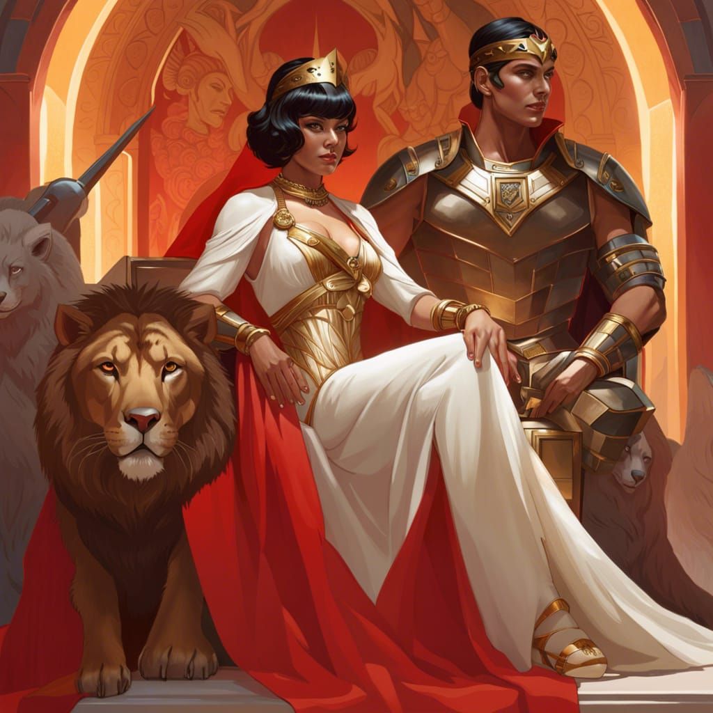 Cleopatra and Roman Warrior, Hyperdetailed Concept Art