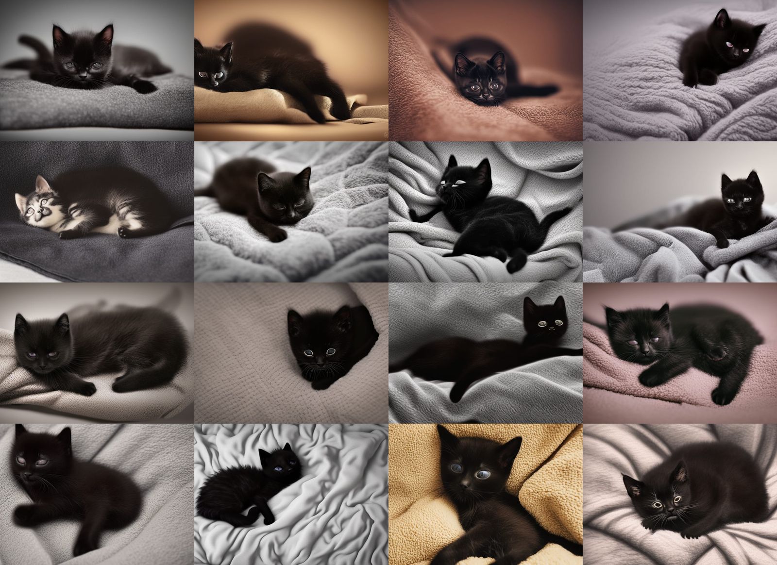 Cute Black Kitten Napping: 8K Photorealistic Art