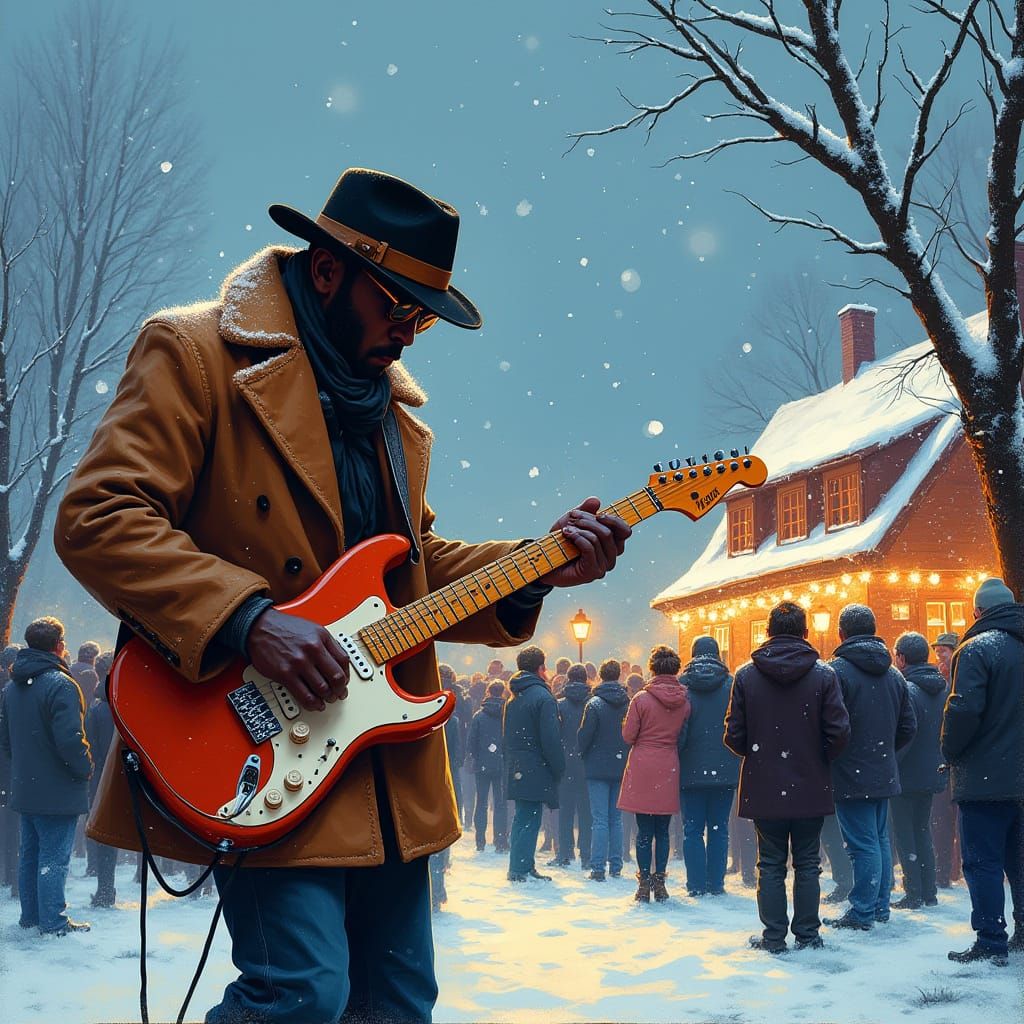 Surreal Winter Blues Concert in Vibrant, Expressive Style