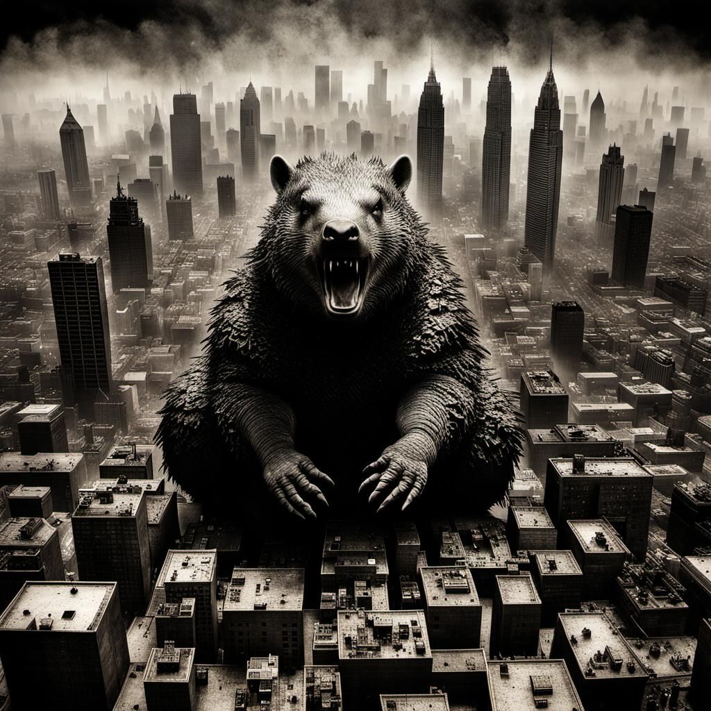 Robotic Cyborg Bear Rampage in Hyperrealistic Style