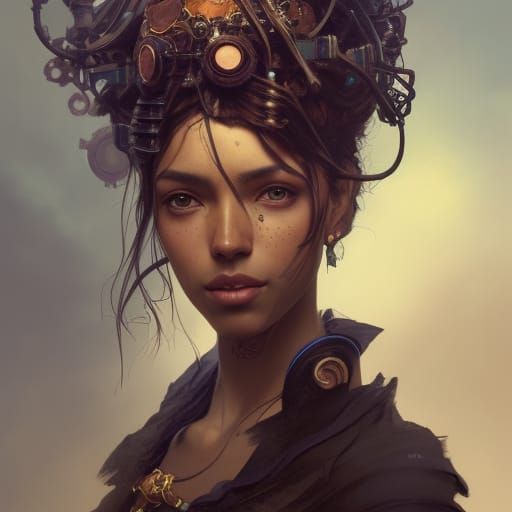 Steampunk Alchemist Portrait in Hyperdetailed Style