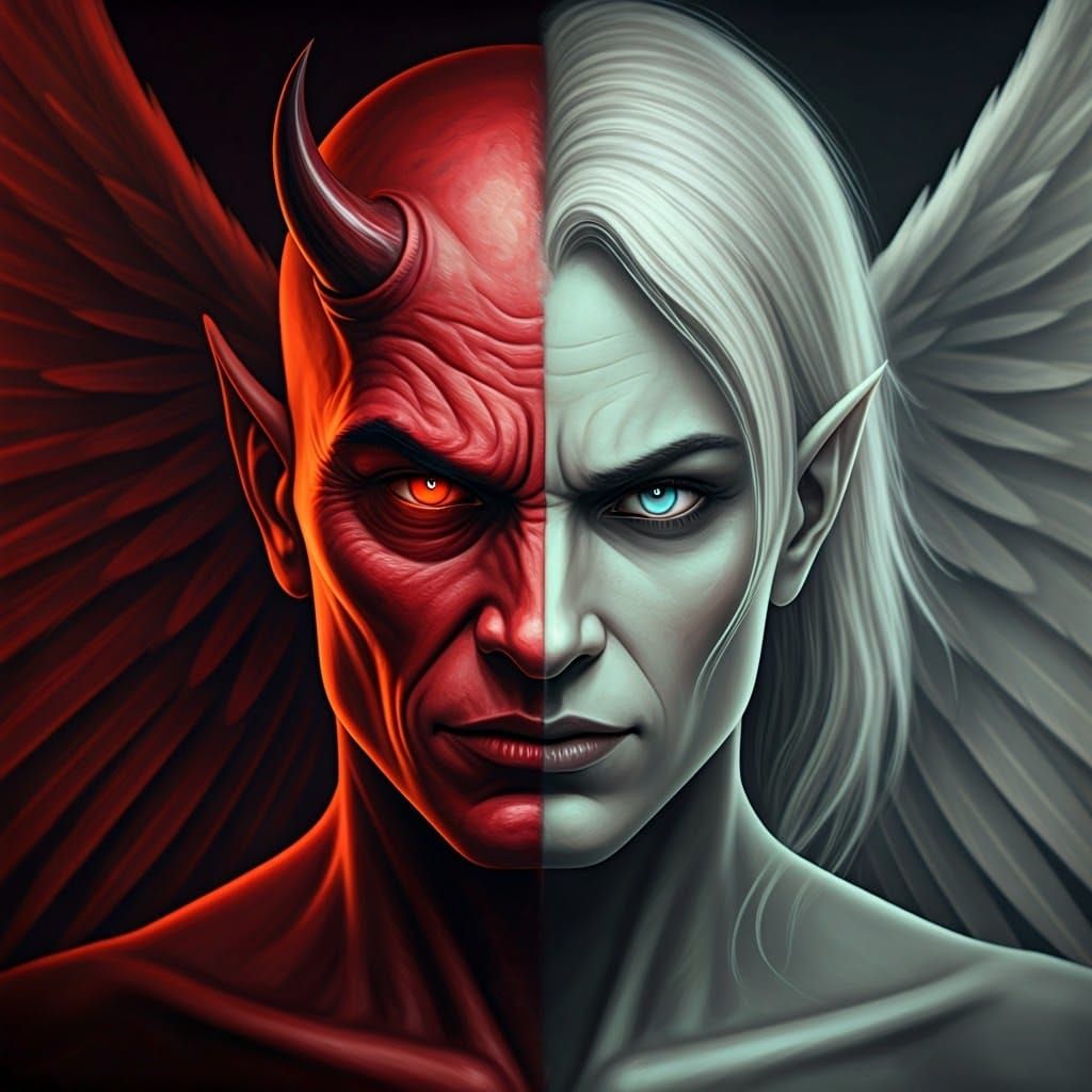 Duality Portrait: Angel and Devil